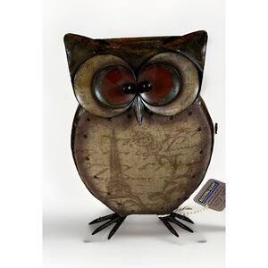 NEW Metal Garden Owl Figure Sculpture Gift Animal Rustic Bird Folk Art - NWT!